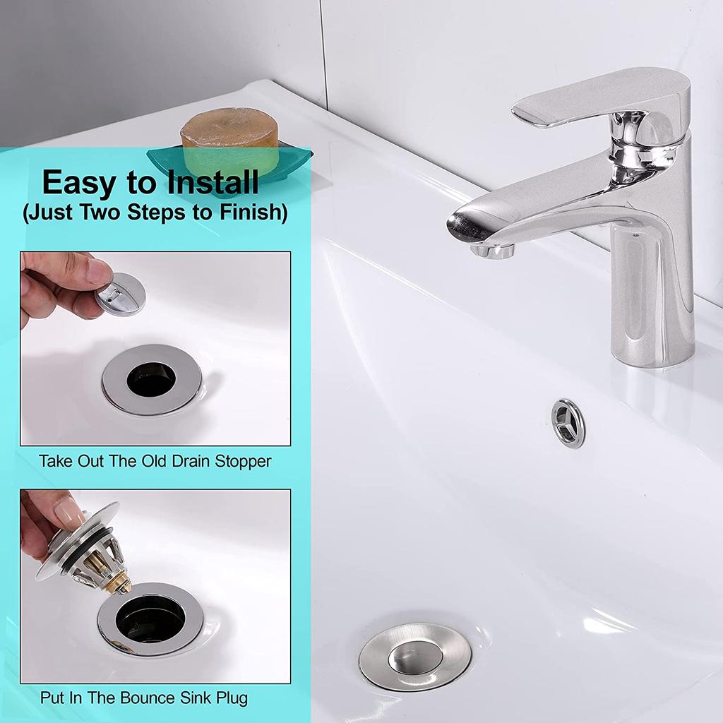 Sink Stopper Bathroom Pop up Drain Brushed Nickel Drain Stopper Strainer with Filter Basket Popular
