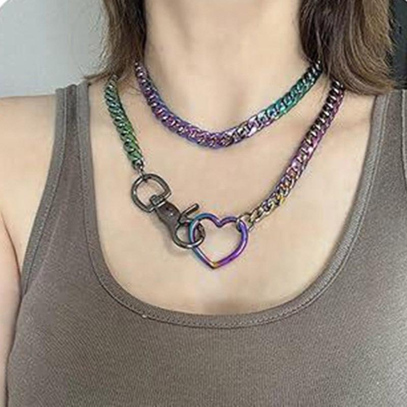 Stylish Necklace with Multi Layer Cuban Chains Unique Y Shape Fashion Necklace with Cuban Layers for Party Casual Attire