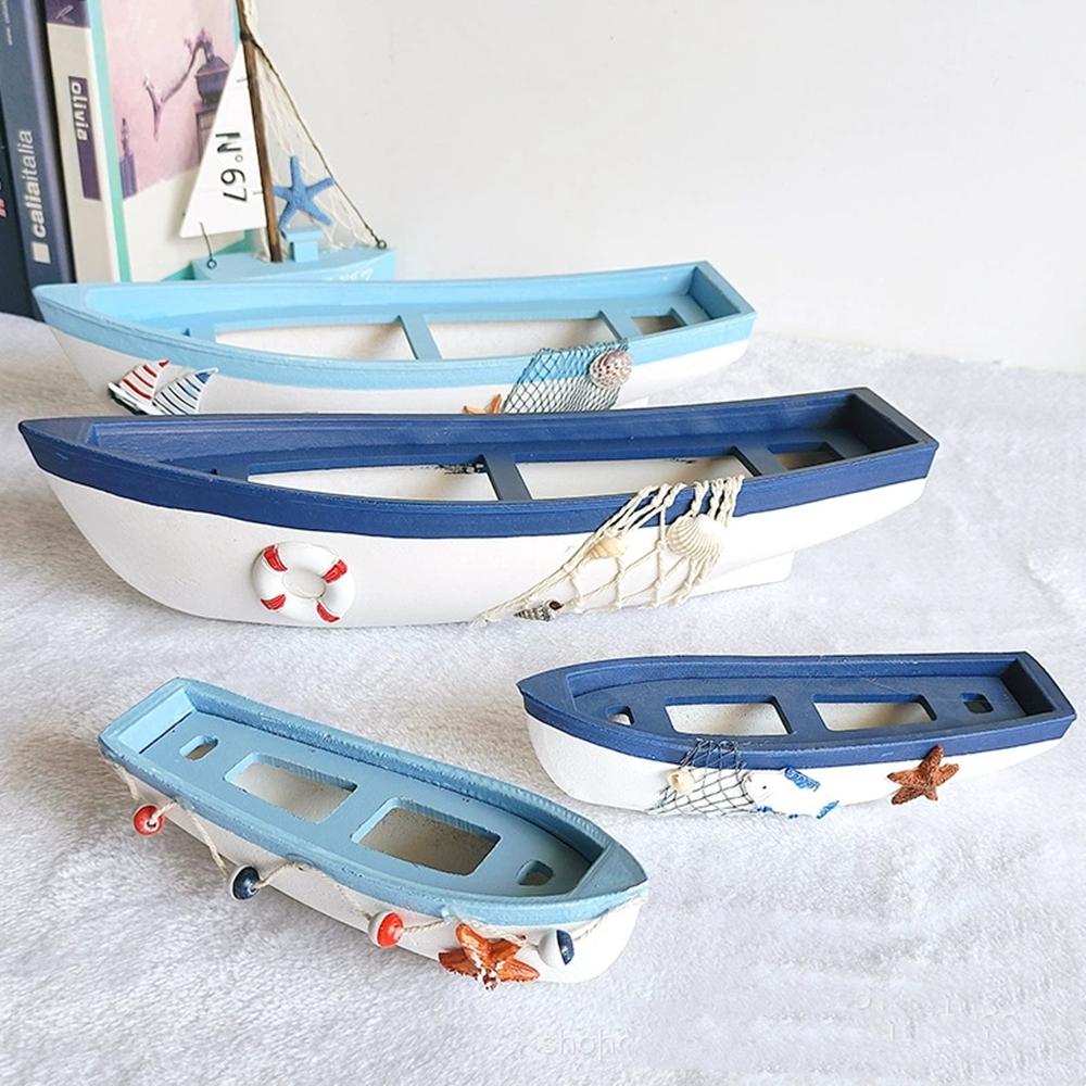 Wooden Boat Ornaments Craft  Home Decoration Marine Sailboat Shelf Model  Living Room Office Gifts Desktop Mediterranean Styles