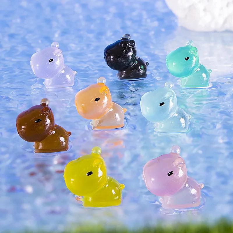 30/20 Stück Mini-Fluoreszierende Wasserschweine, Leuchtende Mikro-Landschaftstiere, Miniaturfiguren, Gartenaccessoires, Dekoration für Rasen, Hof