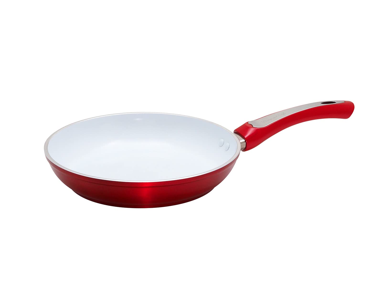 

24cm Induction Compatible Frying Pan with Ceramic Shiny PFOS and PFOA 5mm Thick Easy to D&S Dual-Layer Coating, Red, Free, Non-Stick, Bottom, Clean,