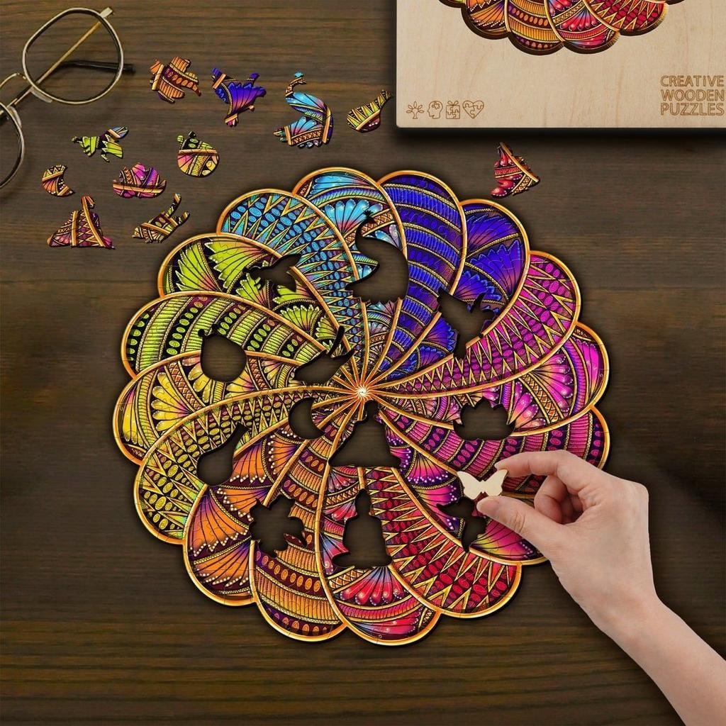 Puzzle drewniane mandala kolorów s