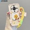 KEYSION Cartoon Cute Plush Embroidery Case for HONOR X9b 5G with Lanyard Shockproof Phone Back Cover for Huawei Magic 6 Lite 5G