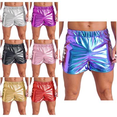 Shiny Bodybuilding & Club Shorts for Men M-XL: Metallic Hot Pants with Slim Fit, Elastic Waist for Night Out & Competition