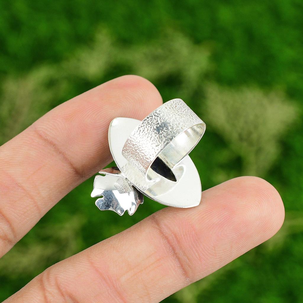 Natural Sodalite Gemstone Multi Stone Flower Ring Size 6.75 925 Sterling Silver