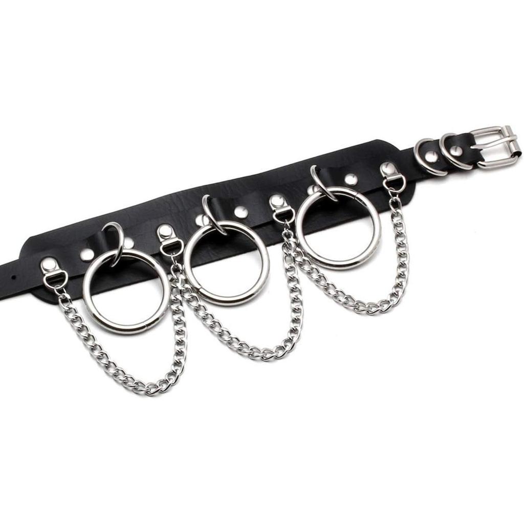 Cool Punk Gothic Collar for Women and Men Black PU Leather Vingate Necklace Adjustable