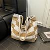Korean Ins Style Striped Canvas Tote Bag Large Capacity Single Shoulder Shopping Bag