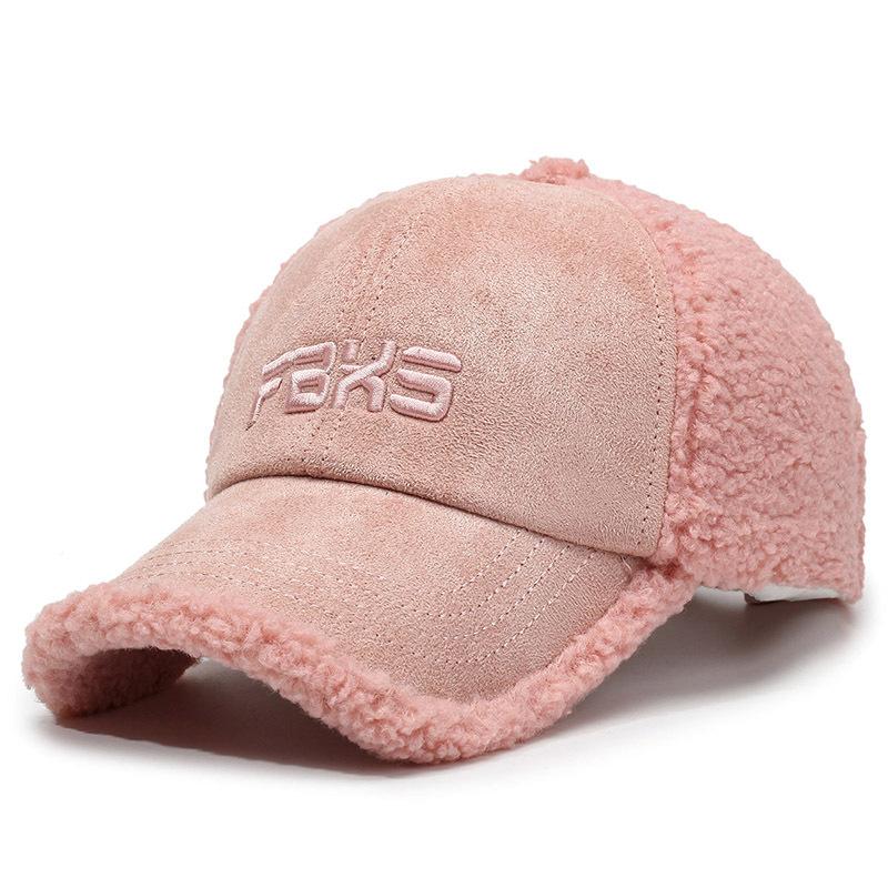 Gorra de Béisbol de Invierno para Hombre Mujer Bordado de Letras Gorra de Lana de Cordero Gorra Cálida