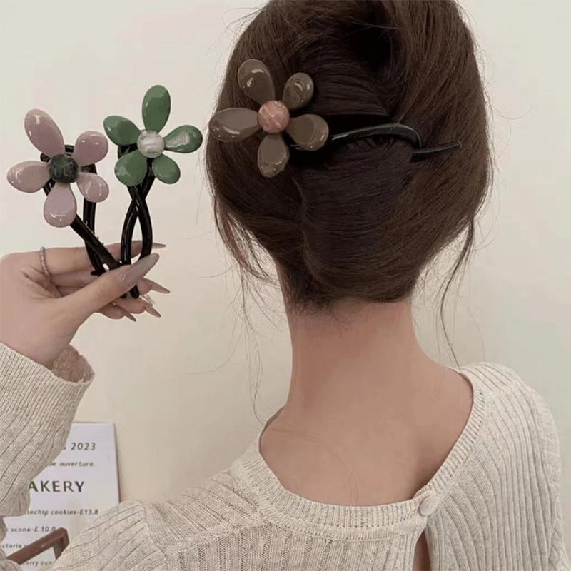 Hairpin Flower Bead Twisted Clip Frog Buckle Hair Styling Tool Line Grab Clip Hair Accessories Hair Clip Ponytail Clip Women