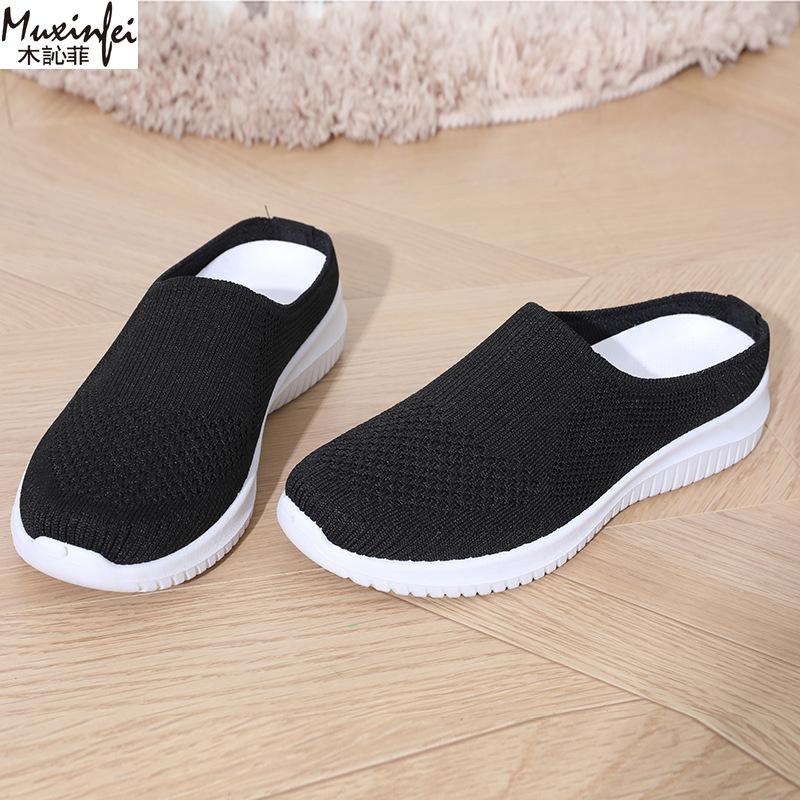 Fashion Women's Summer Shoes Plus Size Casual Women Single Shoes Soft Sole Cover Half Slippers Cheap Shoes Clearance Free Shipping