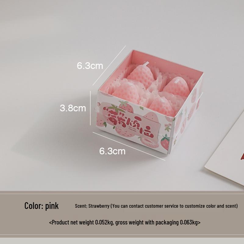 Handmade Cute Strawberry Scented Soy Wax Candle – Creative Birthday Party Favor Gift