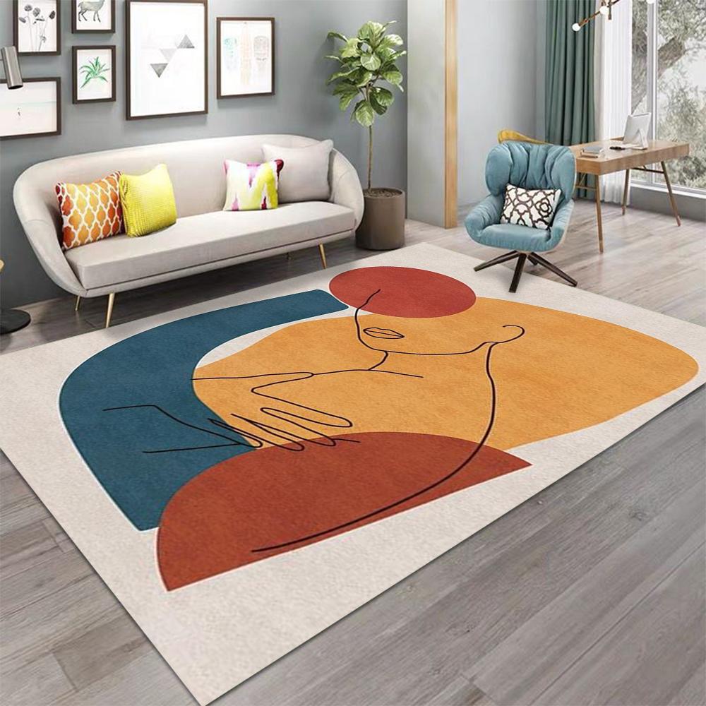 Nordic Art Carpet Living Room Bedroom Kitchen Sofa Table Balcony Rug Non-slip Washable Mat Home Exquisite