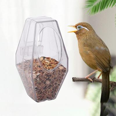 Wall Hanging Bird Food Cup Transparent Detachable Parrot Feeder Drinker Plastic Anti Splashing Bird Water Bowl