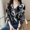 New Korean Print Design Temperament Shirt Long-sleeved Loose Retro Versatile Top Casual Shirt