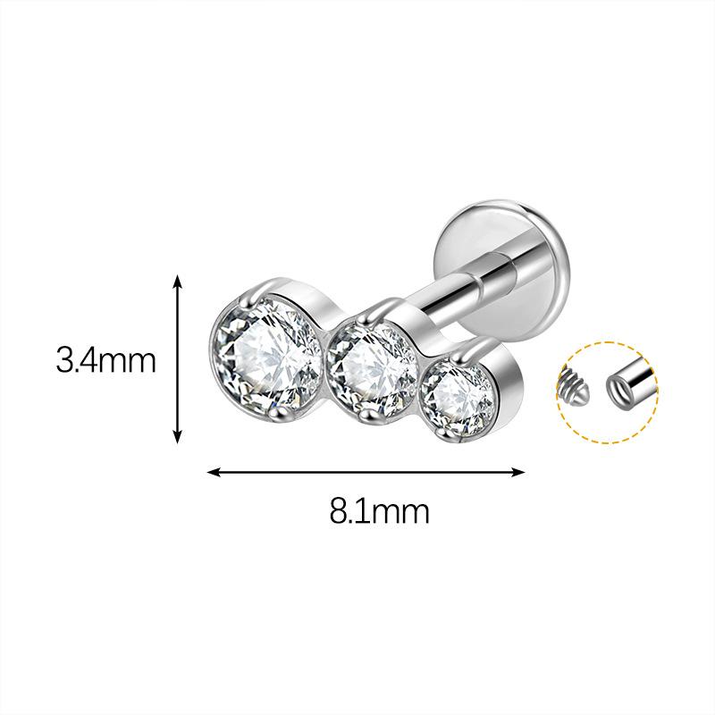 Gold Plated Zircon Body Piercing Earrings Women s Wedding & Party Jewelry Cross-border Bestseller 8*1.2mm