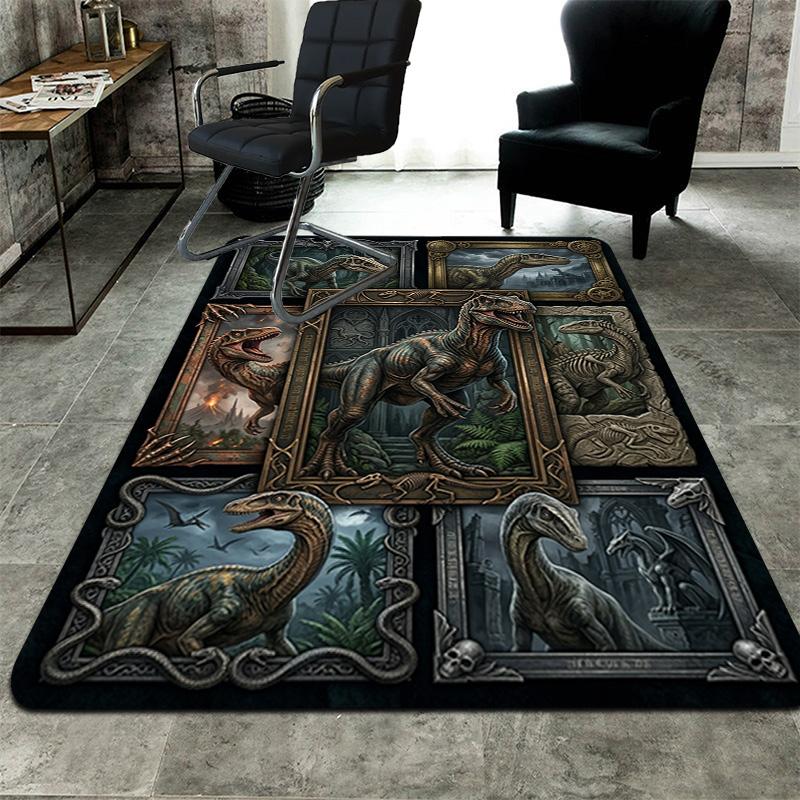Dinosaur Evolution Pattern Rug Floor Mat for Living Room or Bedroom Soft and Comfortable Carpet a Gift for Birthday and Holiday.