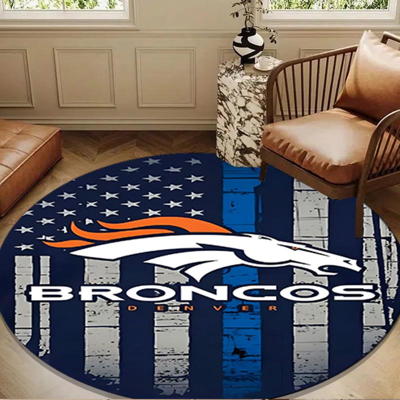 Denver Broncos Logo Round Mat, Anti-slip Circle Carpet Chair Rug For livingroom,Bedroom, Doormat Home Decor Gift Christmas Gifts