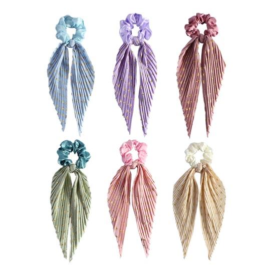 Hair Rope Handmade Pleated Bowknot Design Hair Tie Retro Style Hair Fixing Band Dating Party Wear Hair Accessory