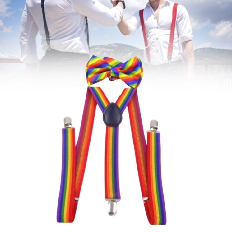 Nastavitelný Elastický Podvazkový Set Motýlek Pro Dospělé a Teenagery Jevištní Show Duha Barva Podvazky Výkonnostní Doplněk