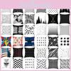 Premium Polyester Peach Skin Geometric Cushion Cover In Black White Gray For Elegant Touch