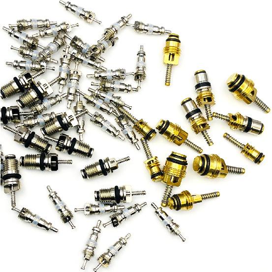 58 Pieces Valve Air Conditioning Valve Core R12 R134A R410 Automotive A/C Valve Stem Cores Brass Valve Cores Refrigeration Tire Valve Stem Cores for