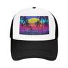 Fashion Radiant Sunset Synthwave Mesh Baseball Cap Soft And SkinFriendly Hats For Women
