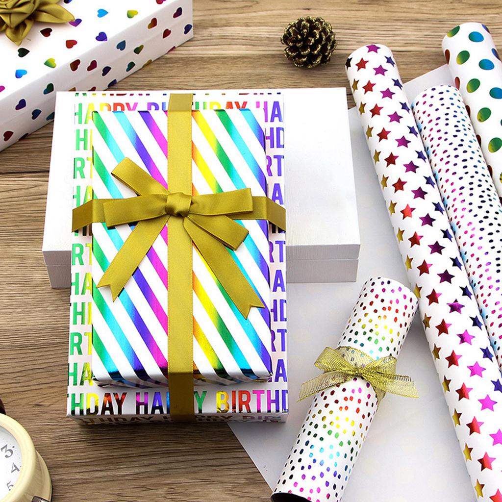 Multipurpose Vibranting Birthday Party Wrapping Paper Set Unique Designs Small Rolls for Presents Craft Supplies