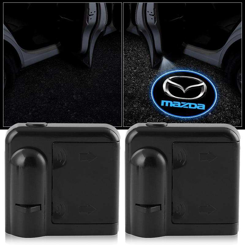 2 Stück Auto Tür Emblem Licht LED Willkommensleuchte Kabelloser Laserprojektor für Mazda 3 Alexa CX30 CX-4 CX5 CX-5 CX8 CX-8 CX-30 CX9 CX-9 Axela GJI GH BK MP