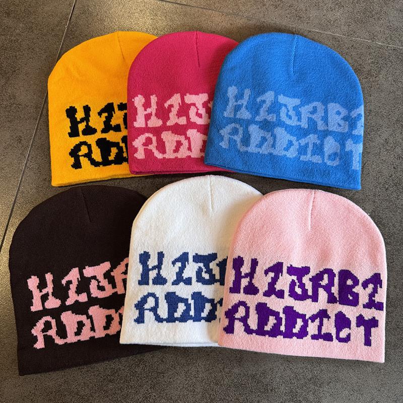 Acrylic Knit Hat For Men Women Fall Winter Warm Letter Pattern Beanie