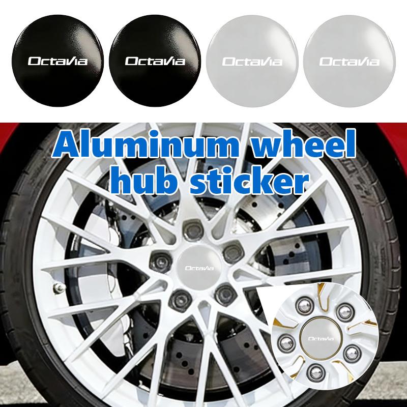 DAYB7 For Skoda 4pcs 3D Car Logo Wheel Center Hub Cap Dust-proof Badge Sticker Octavia 2 3 Rapid Kamiq Superb Kodiaq Karoq Fabia MK3