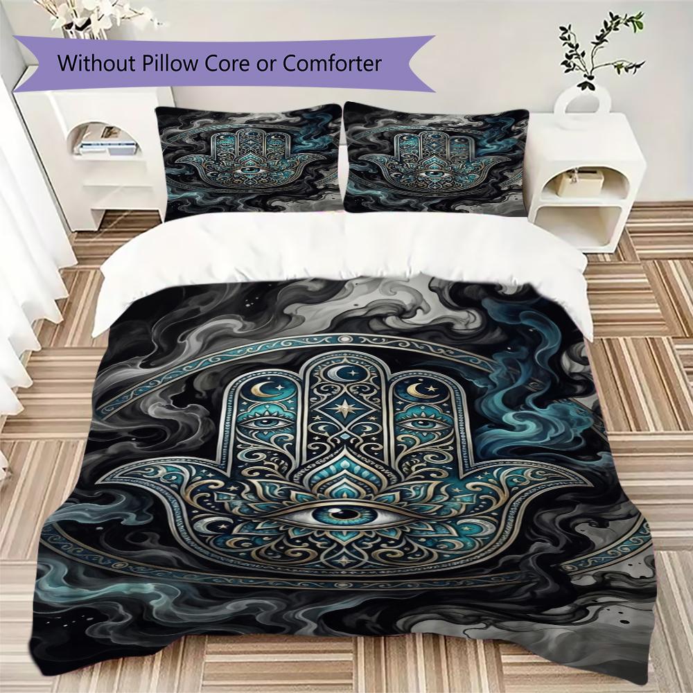 Hand of Fatima Pattern Bedding Uilt Set Uilt Cover Pillowcase Home Decoration Birthday Gift (1 * Duvet Cover + 2 * Pillowcase  Without Core)96