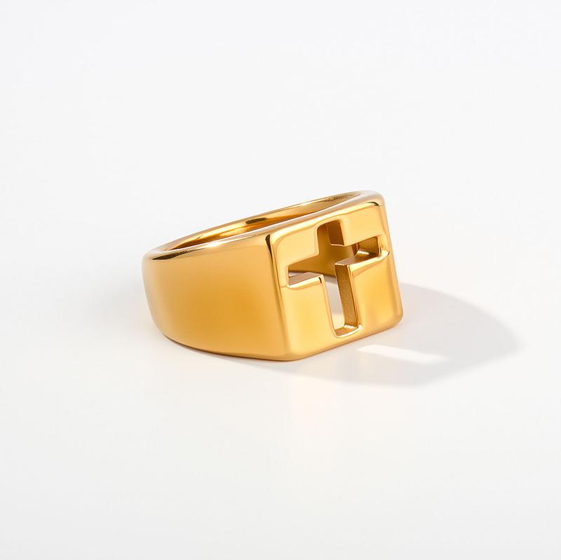 Stainless Steel Jewelry Ring for Women Minimalist Metal Cross Heart-Shaped Index Finger Rings Punk Finger Decoration