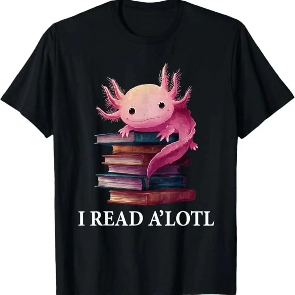 Funny Axolotl Book Lover Librarian Reading Library Readers T Shirt Vintage Fashion Versatile Breathable Stylish