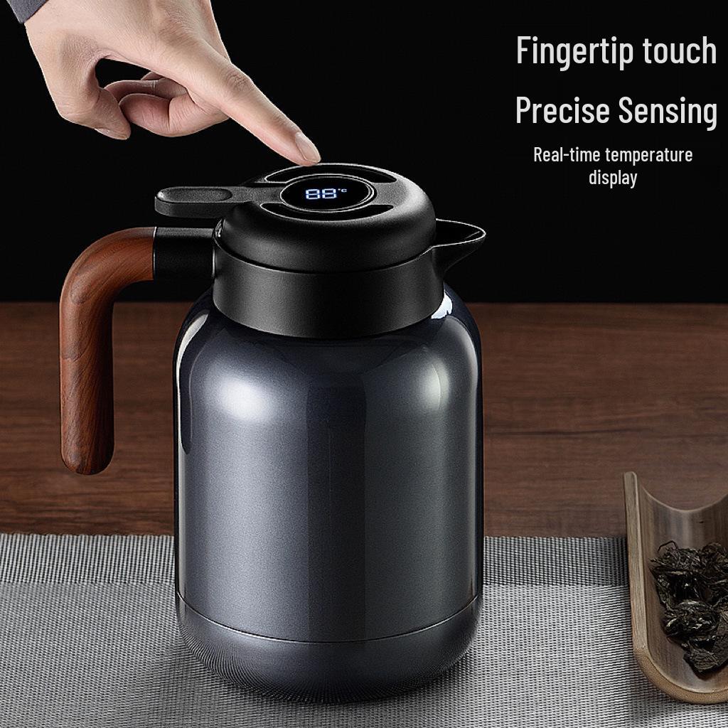 Elegant Portable Thermos with Temperature Display, 316 Stainless Steel, Tea Steeping, Water Separation, Insulated Pot.