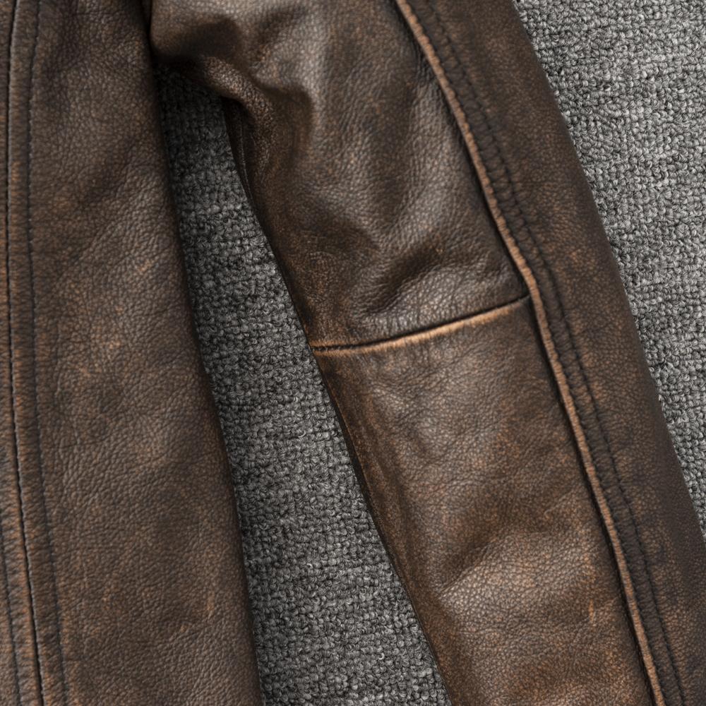 Vintage Yellow Brown Genuine Cow Men Leather Jacket Soft Slim Fit Short Slim Real Cowhide Bomber Coat Spring Autumn