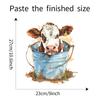 Whimsical Cow with Metal Bucket Toilet and Wall Sticker Set Waterproof Self-Adhesive Removable Decal for Bathroom WC Decoration