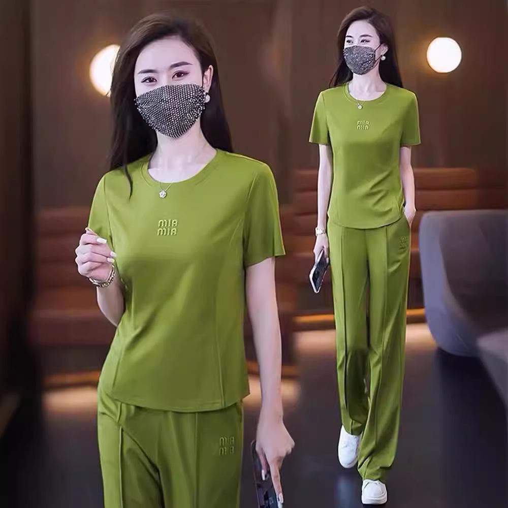 Summer Ice Silk Sportswear Fashion Casual Suit Women's Thin Short-sleeved Sweet and Fresh Two-piece Set
