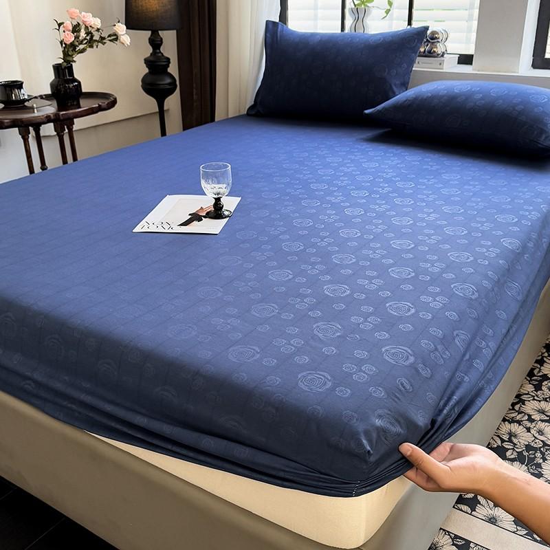 

1pcs 100% Polyester Printed Bedsheets Geometric Fitted Sheet Queen Bed Sheet Single King Fitted Bed Sheet Mattress Cover Only Pillowcase 2pc Темно-синій