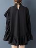 XITAO Autumn Asymmetrical Long Sleeve Black Dress GJ1251