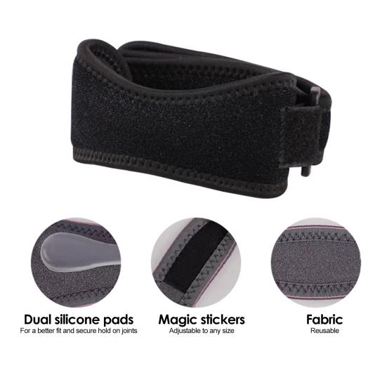 Patellar Tendon Support Strap with Silicone Pad, Cycling Running Fitness Sports Knee Brace, Adjustable Pain Relief Knee Stabilizer Strap for Men