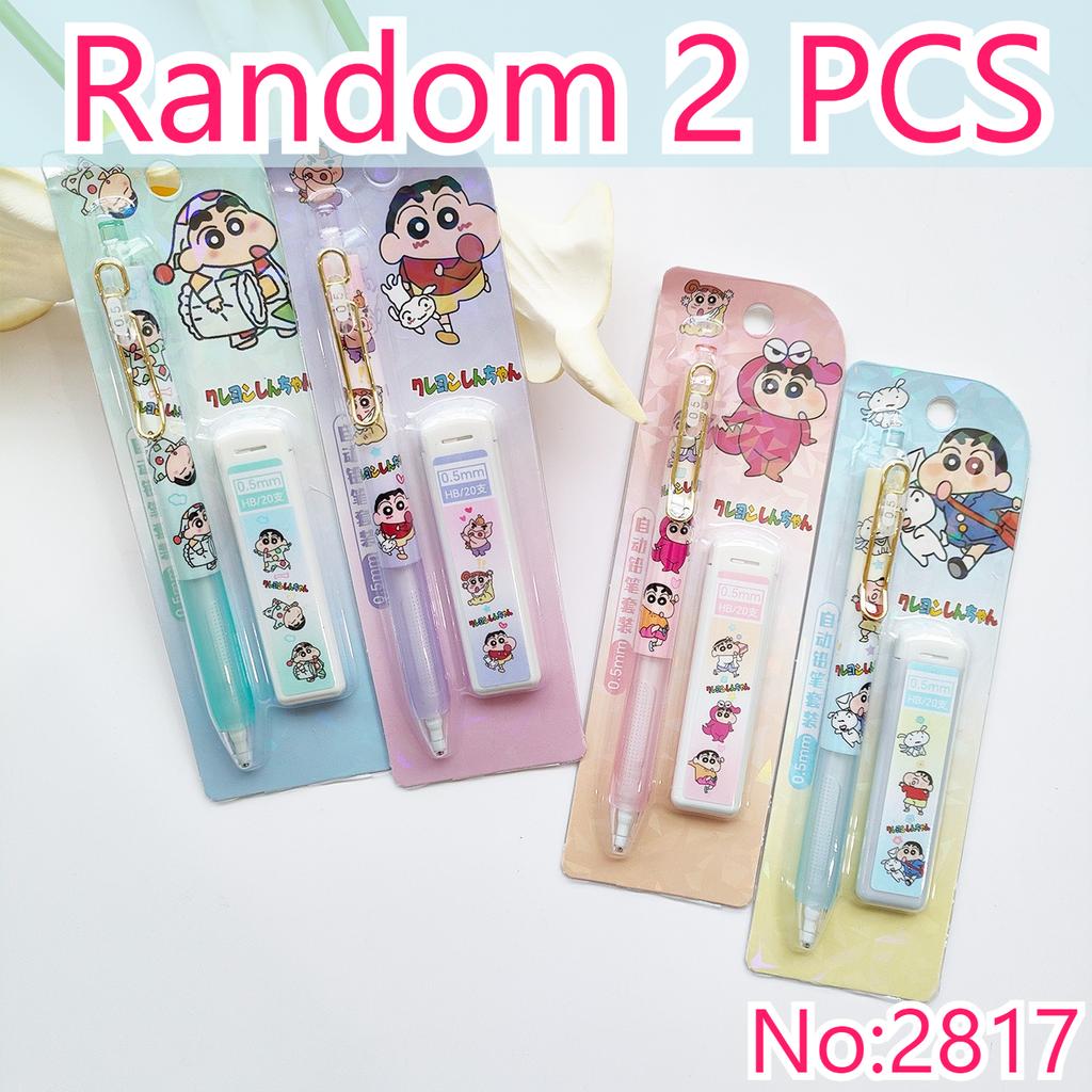 Crayon Shin-chan Mechanical Pencil Set 0.5mm Cute Cartoon Press Pencil No Sharpening Student School Stationery Gift Supplies