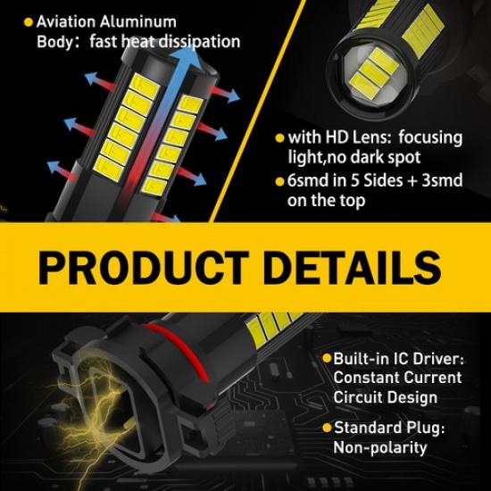 AUXITO LED Fog Driving H16 Light H11 H8 6000K 4000LM Super Bright Bulbs White US