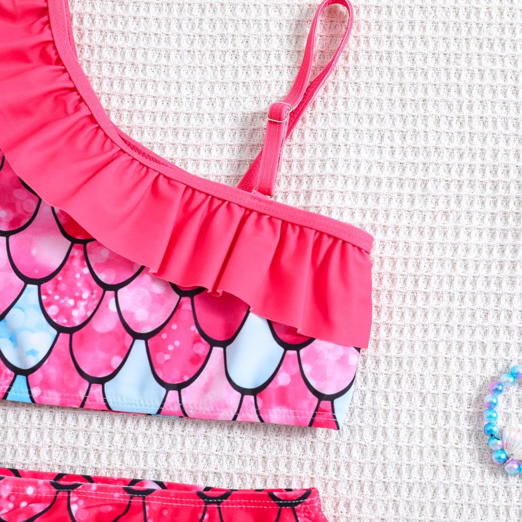 Girls' One-Shoulder Sling Bikini Two-Piece Swimsuit