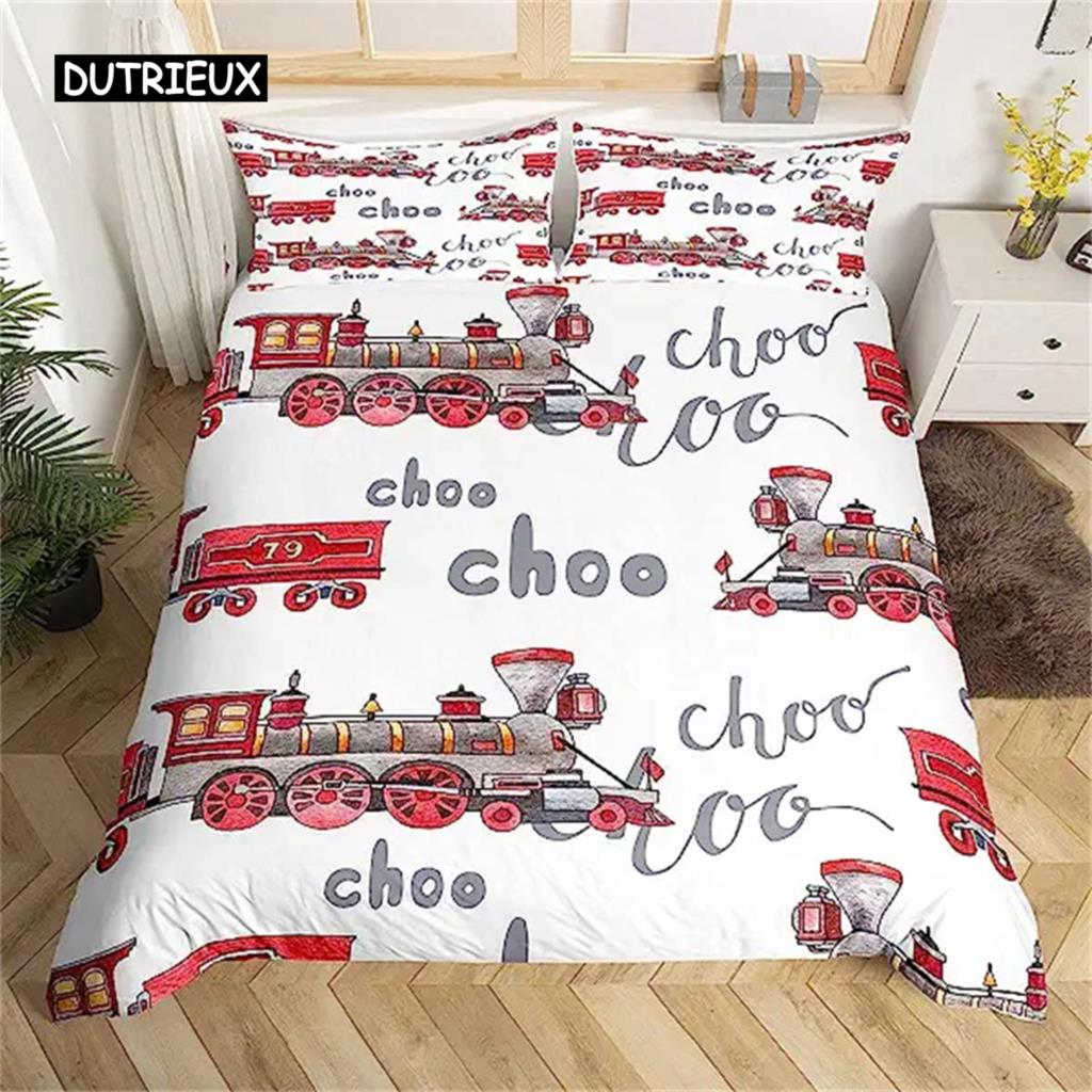 Bettbezug mit Cartoon-Motiv, Bagger, Traktor, King-Size-Bettbezug, Cartoon-Bau-LKW-Bettwäsche-Sets, Fahrzeug für Kinderzimmer-Dekor