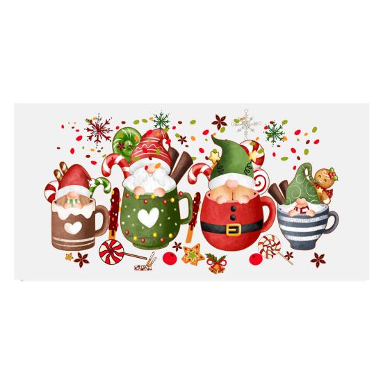 Nálepka na šálek Vánoční stromeček Santa Claus Voděodolná Samolepicí Velká přilnavost Protiskluzový Čirý tisk Nálepka na šálek kávy UV DTF