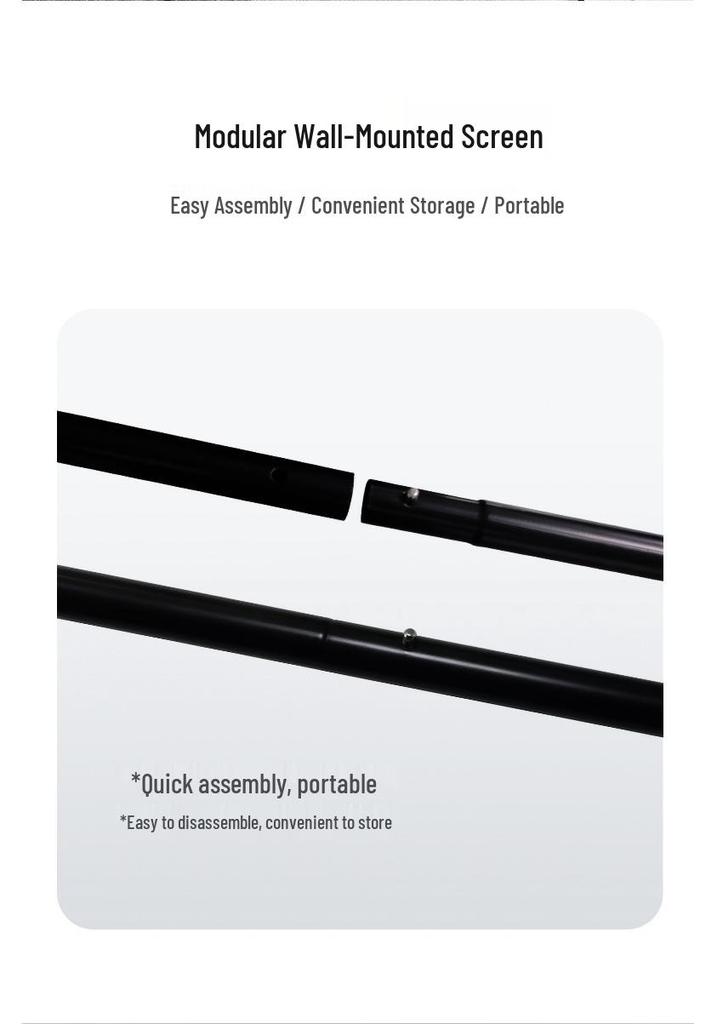 4K HD Anti-Light Wall-Mounted Projection Screen for Home and Office, No-Punch Installation