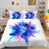 Abstract Duvet Cover King/Queen Size,colorful Splash Ink Watercolor Paint Splatters Liquid Art Bedding Set for Boys Girls,black