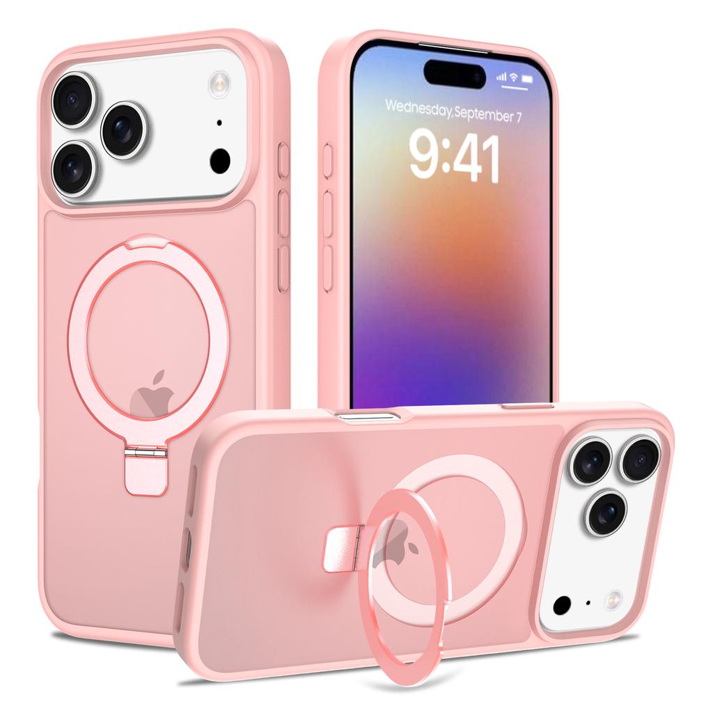 360 Rotating Kickstand Skin Feel Magnetic Phone Case for iPhone 17 Pro Max 16 Plus 15 14 13 12 for Magsafe Shockproof Slim Cover