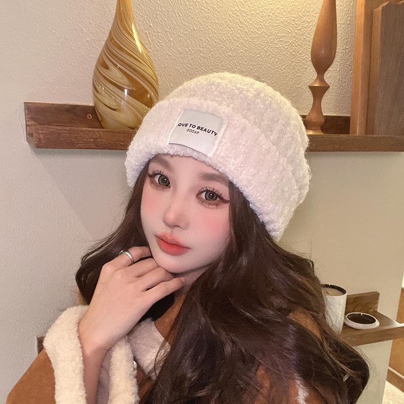 New Warm Hat for Women In Autumn and Winter Thick Knitted Wool Hat for Women Versatile Big Head Circumference Ins Trendy Face Small Knitted Hat