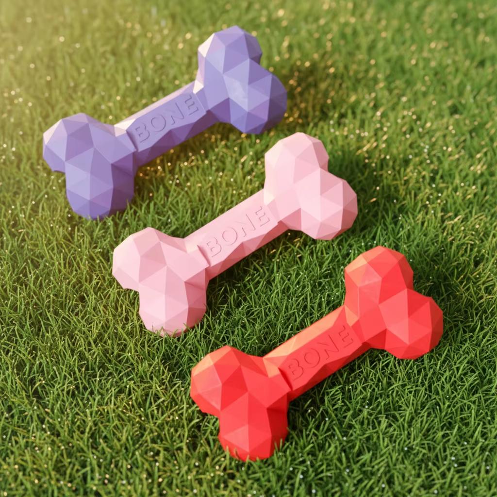 Rubber Simple Eco-Friendly 5cm Ball Bone Shape Design Multi-functional Pet Dog Chew Toy for Bite Training Chewing Resistance